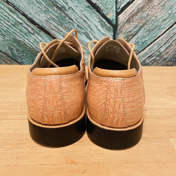 Hugo Vitelli Camel Loafers Tan Formal Oxfords dress shoes lace up wingtip gator - Picture 3 of 8